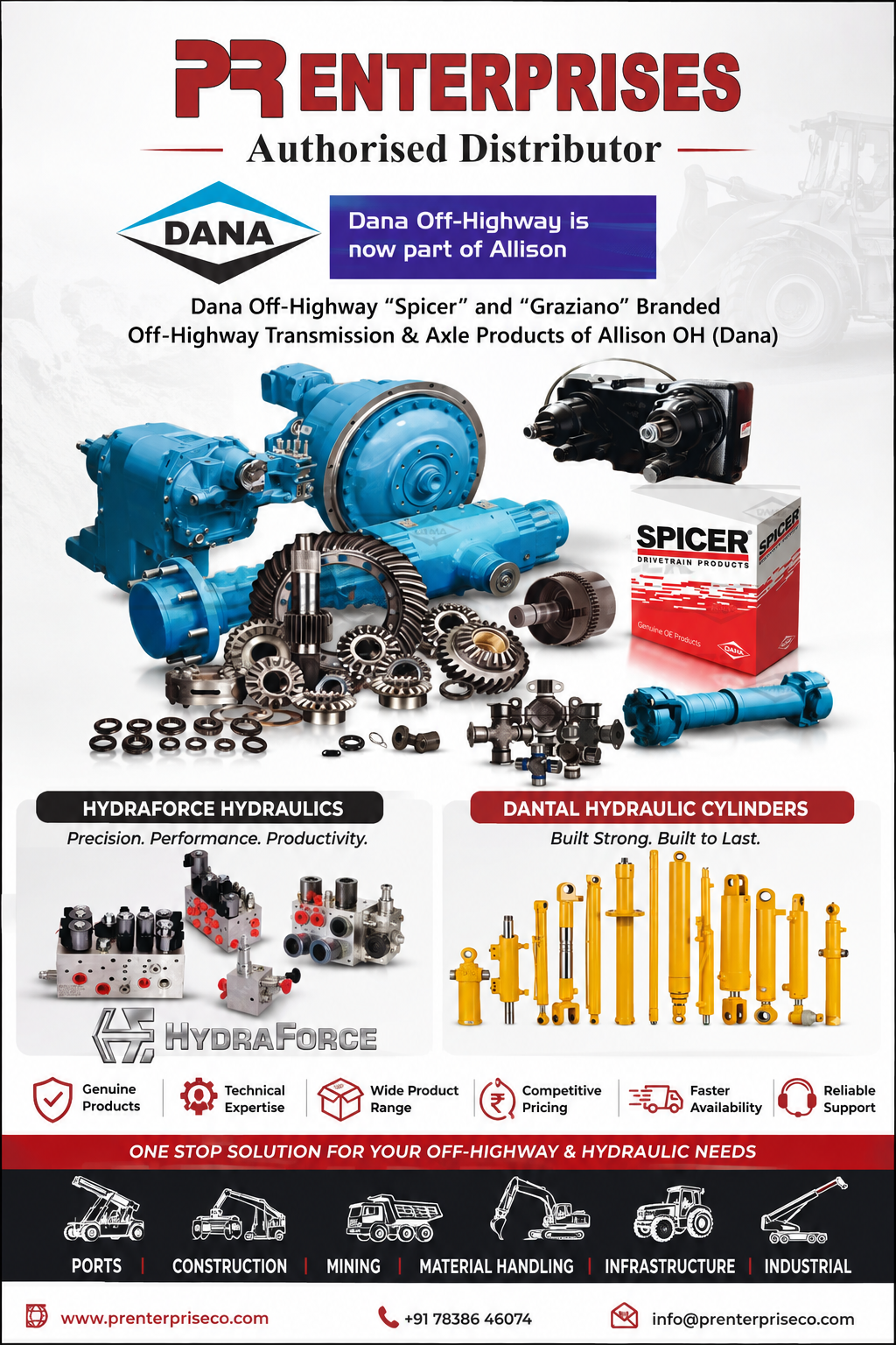 P R Enterprises off-highway drivetrain and hydraulic product range